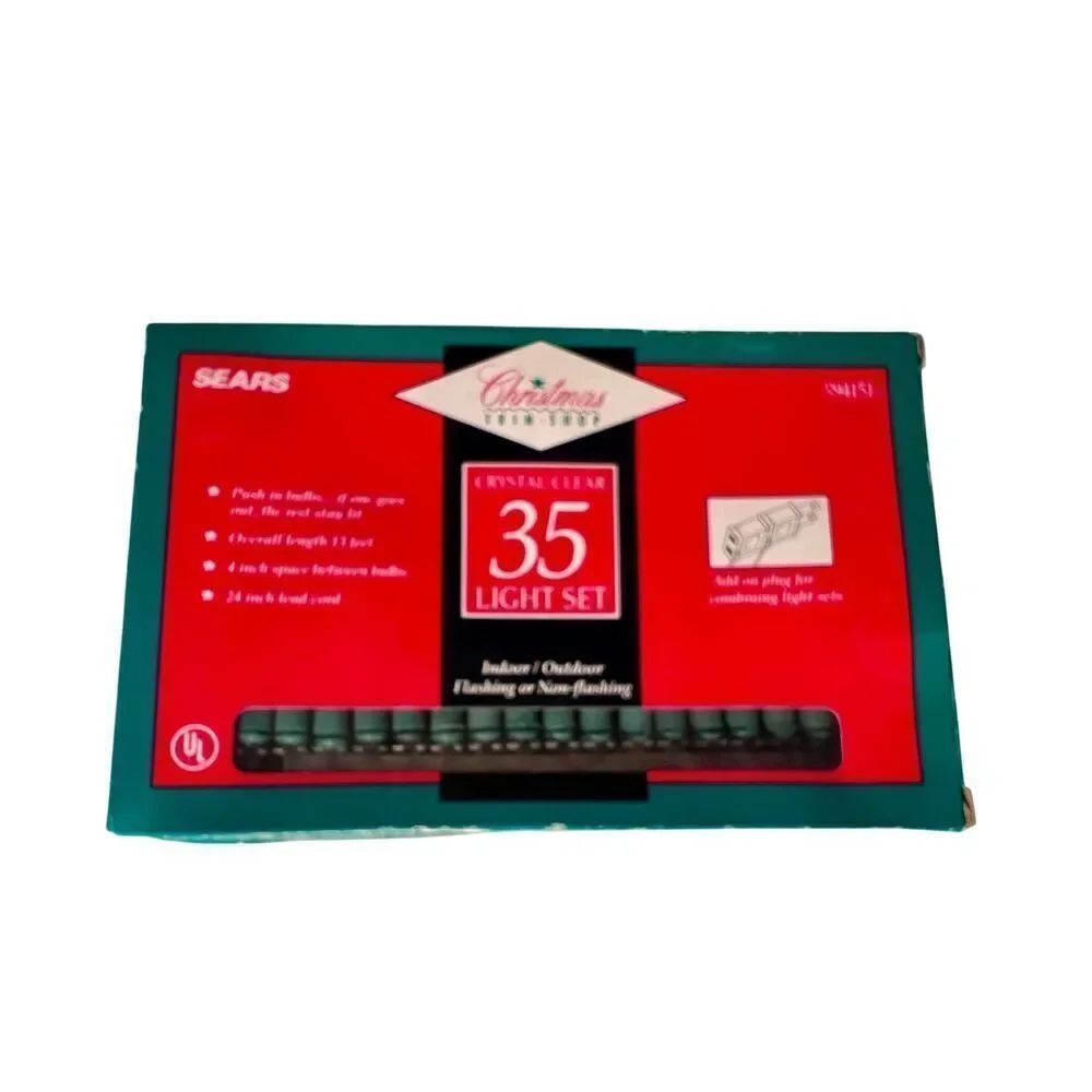Sears Crystal Clear 35 Light Set, Indoor / Outdoor Flashing or Non-flashing 13ft